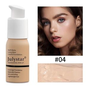 Julystar Soft Matte Liquid foundation make up waterproof Long Wear Coverage #04